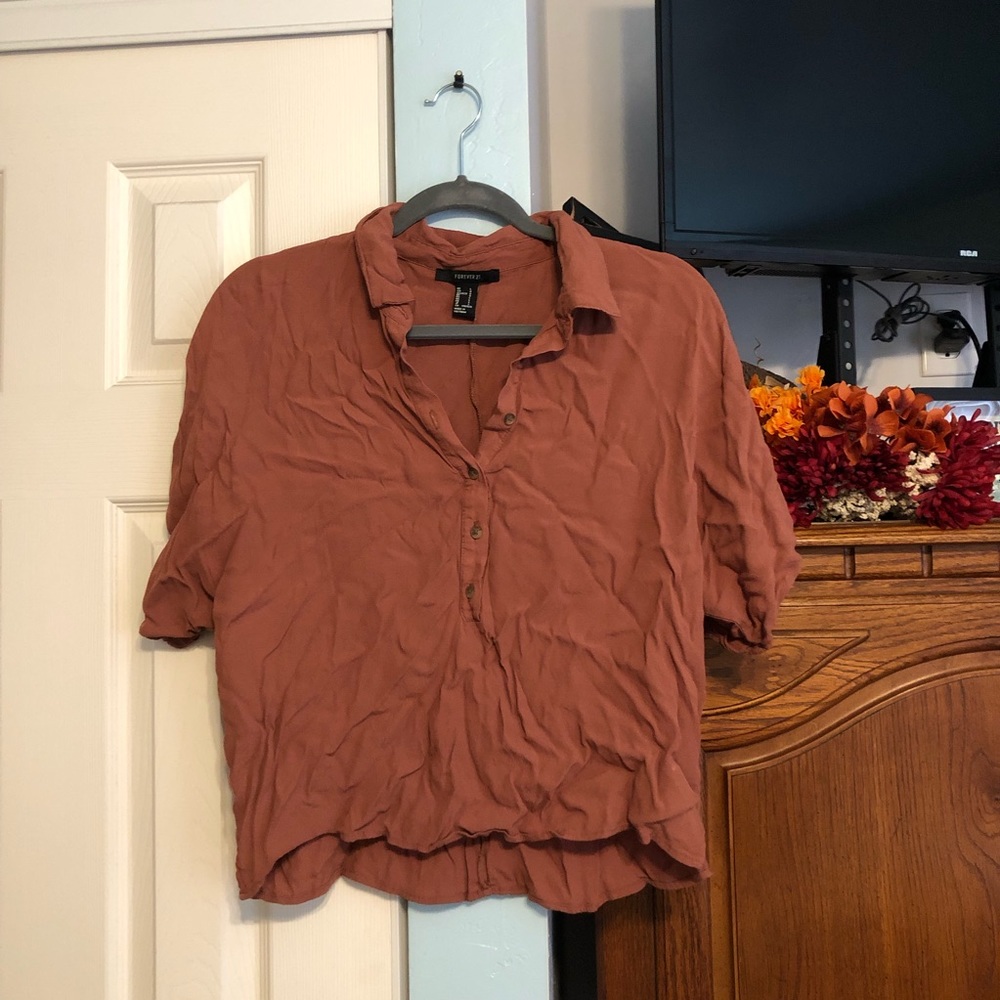 Forever 21 Cropped Collared Blouse